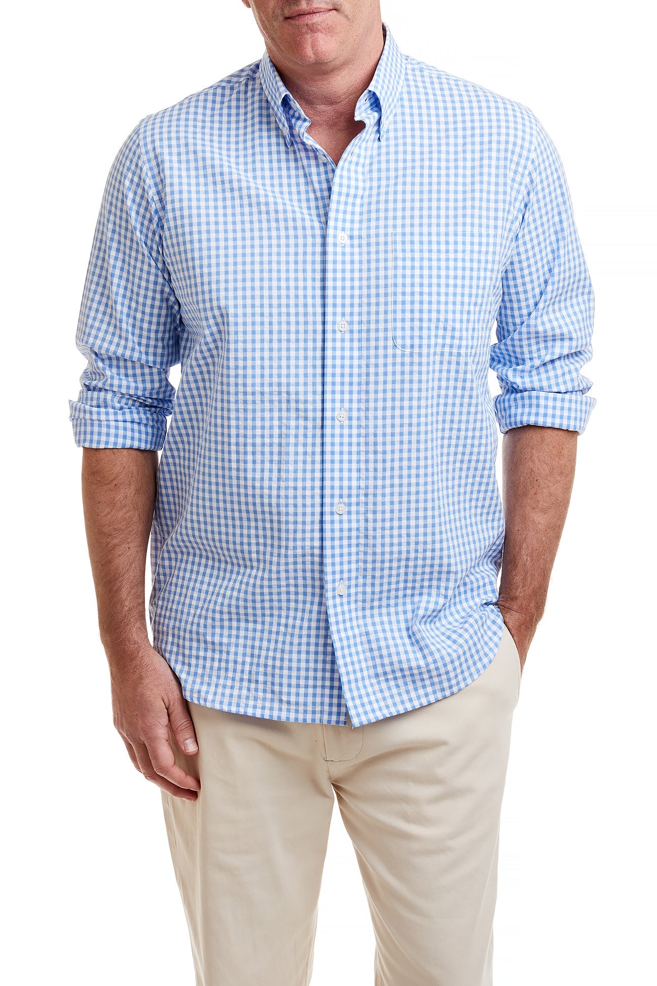 Chase Shirt Blue Gingham Seersucker