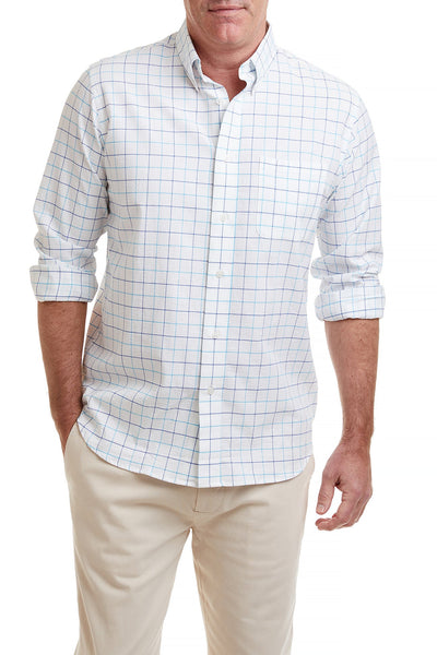 Chase Shirt Blue and Navy Windowpane Seersucker