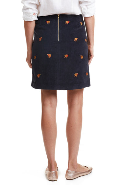 Ali Skirt Corduroy Nantucket Navy with Turkey LADIES SKIRTS Castaway Nantucket Island