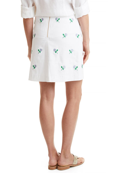 Ali Skirt Stretch Twill White with Hydrangea LADIES SKIRTS Castaway Nantucket Island