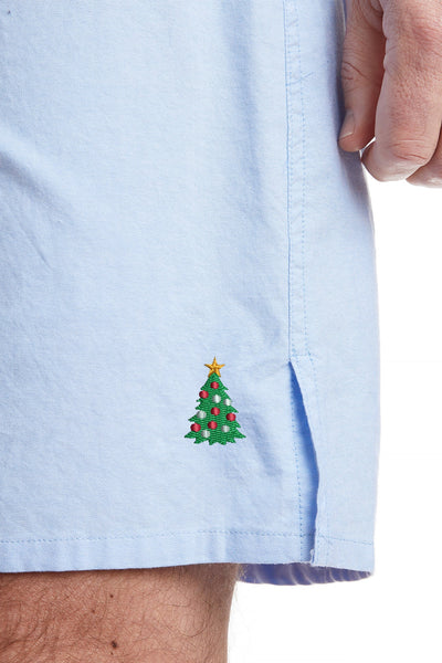 Barefoot Boxer Blue Oxford with Single Christmas Tree CASTAWAY BOXERS Castaway Nantucket Island