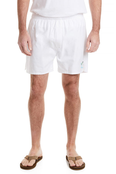 Barefoot Boxer White Oxford with Single Martini CASTAWAY BOXERS Castaway Nantucket Island