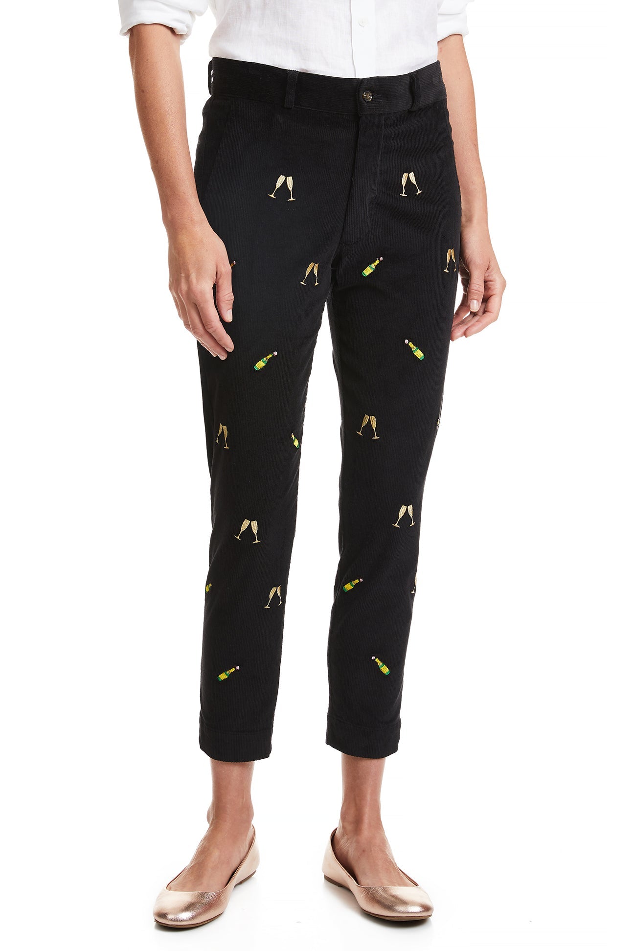 Beachcomber Corduroy Ankle Capri Black with Champagne Toast LADIES PANTS Castaway Nantucket Island