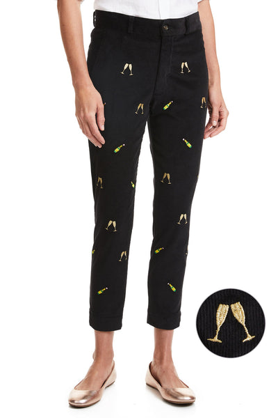 Beachcomber Corduroy Ankle Capri Black with Champagne Toast LADIES PANTS Castaway Nantucket Island