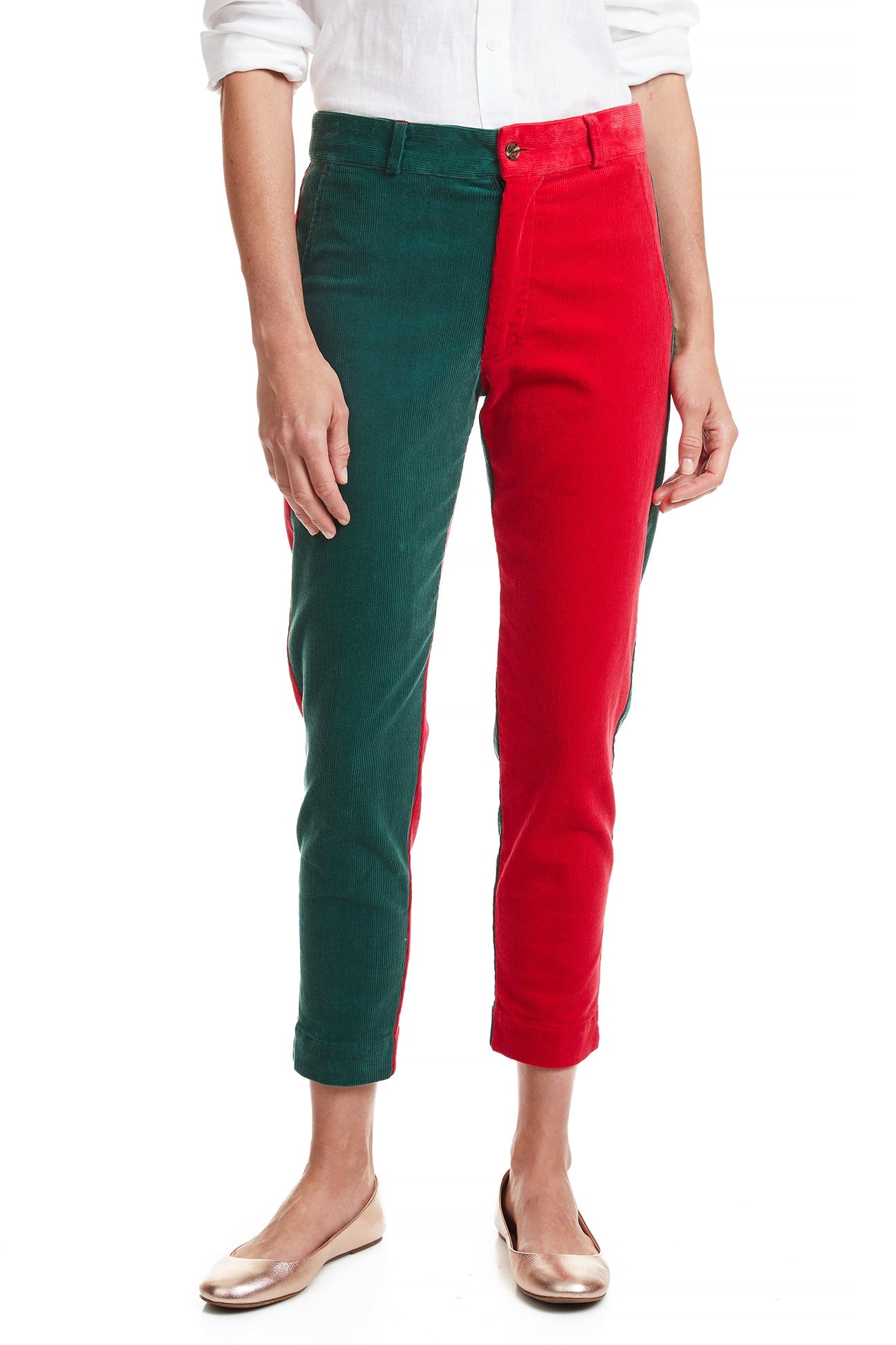 Beachcomber Corduroy Ankle Capri Hunter and Crimson Panel LADIES PANTS Castaway Nantucket Island