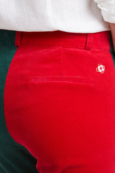 Beachcomber Corduroy Ankle Capri Hunter and Crimson Panel LADIES PANTS Castaway Nantucket Island