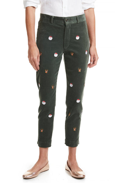 Beachcomber Corduroy Ankle Capri Olive with Christmas Night LADIES PANTS Castaway Nantucket Island