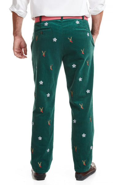 Beachcomber Corduroy Pant Hunter with Dasher & Snowflake MENS EMBROIDERED PANTS Castaway Nantucket Island