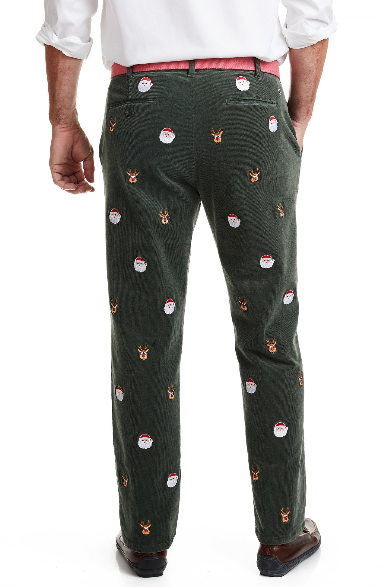 Beachcomber Corduroy Pant Olive with Christmas Night MENS EMBROIDERED PANTS Castaway Nantucket Island