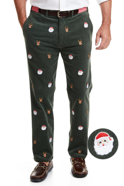 Beachcomber Corduroy Pant Olive with Christmas Night MENS EMBROIDERED PANTS Castaway Nantucket Island