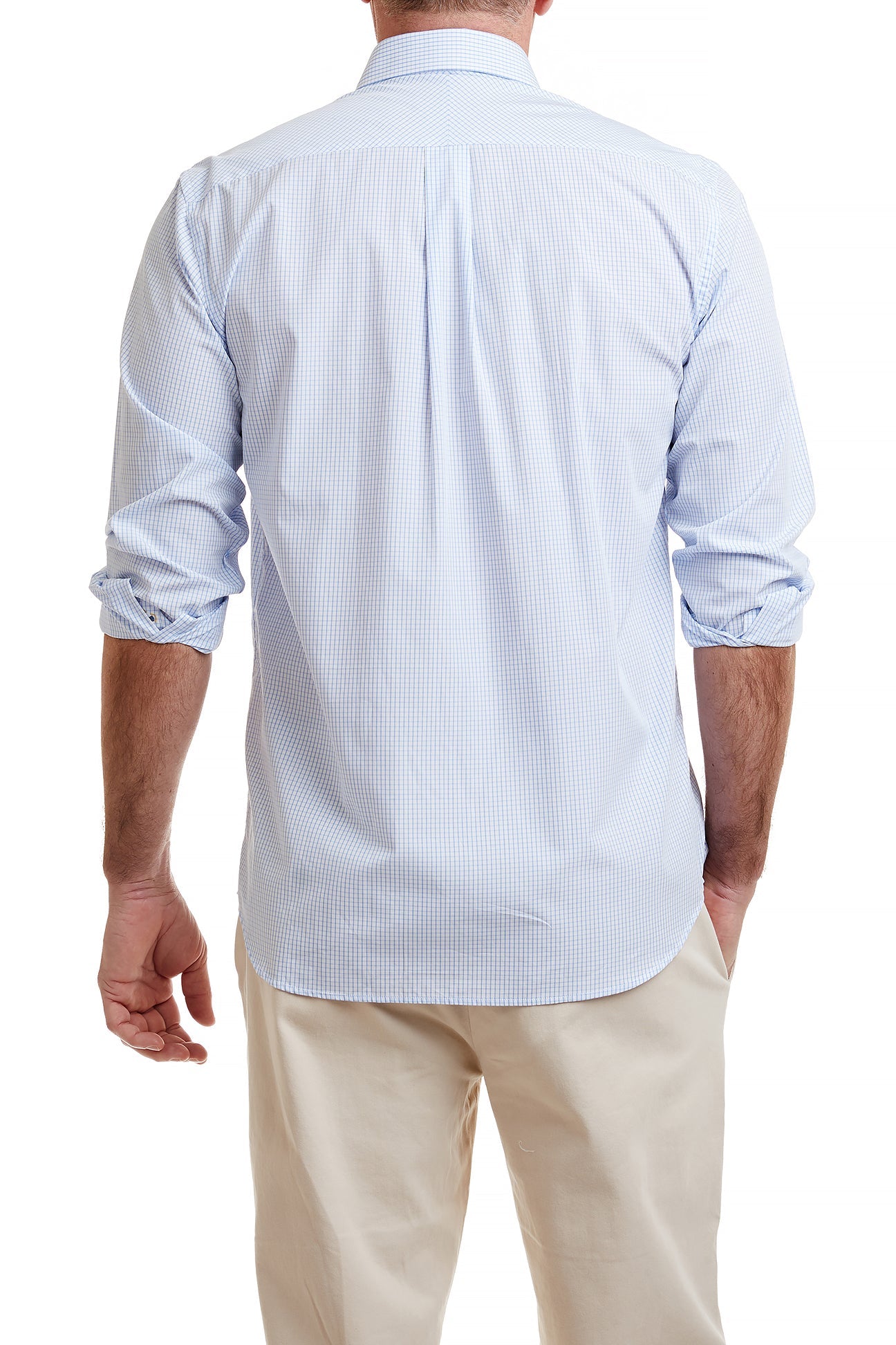 Chase Shirt Blue Graph with Orange Grosgrain Trim MENS SPORT SHIRTS Castaway Nantucket Island