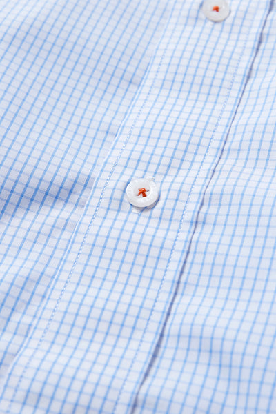 Chase Shirt Blue Graph with Orange Grosgrain Trim MENS SPORT SHIRTS Castaway Nantucket Island