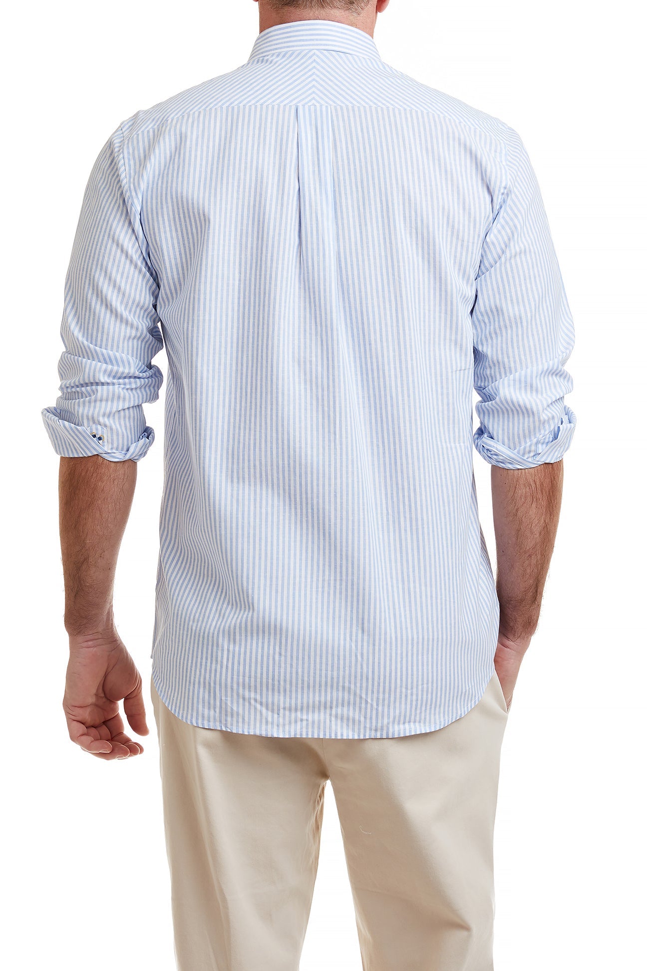 Chase Shirt Linen Blue Stripe MENS SPORT SHIRTS Castaway Nantucket Island