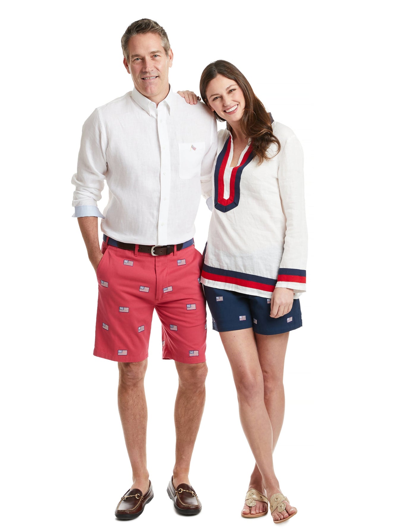 Cisco Short Hurricane Red with American Flag MENS EMBROIDERED SHORTS Castaway Nantucket Island