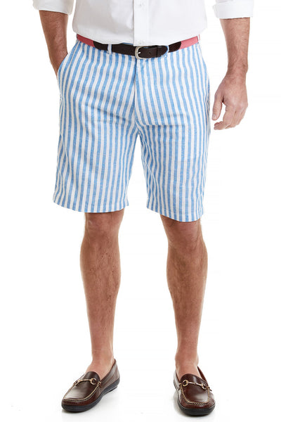 Cisco Short Linen Cabana Stripe Blue MENS SHORTS Castaway Nantucket Island