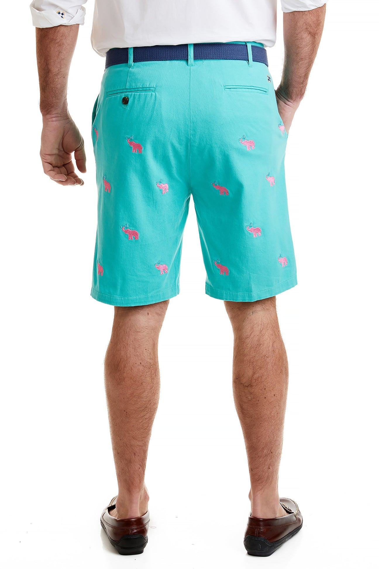 Cisco Short Stretch Twill Aquatic Green with Elephant Toasting MENS EMBROIDERED SHORTS Castaway Nantucket Island