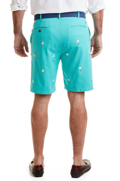 Cisco Short Stretch Twill Aquatic Green with Golf Ball & Tee MENS EMBROIDERED SHORTS Castaway Nantucket Island