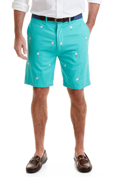 Cisco Short Stretch Twill Aquatic Green with Golf Ball & Tee MENS EMBROIDERED SHORTS Castaway Nantucket Island