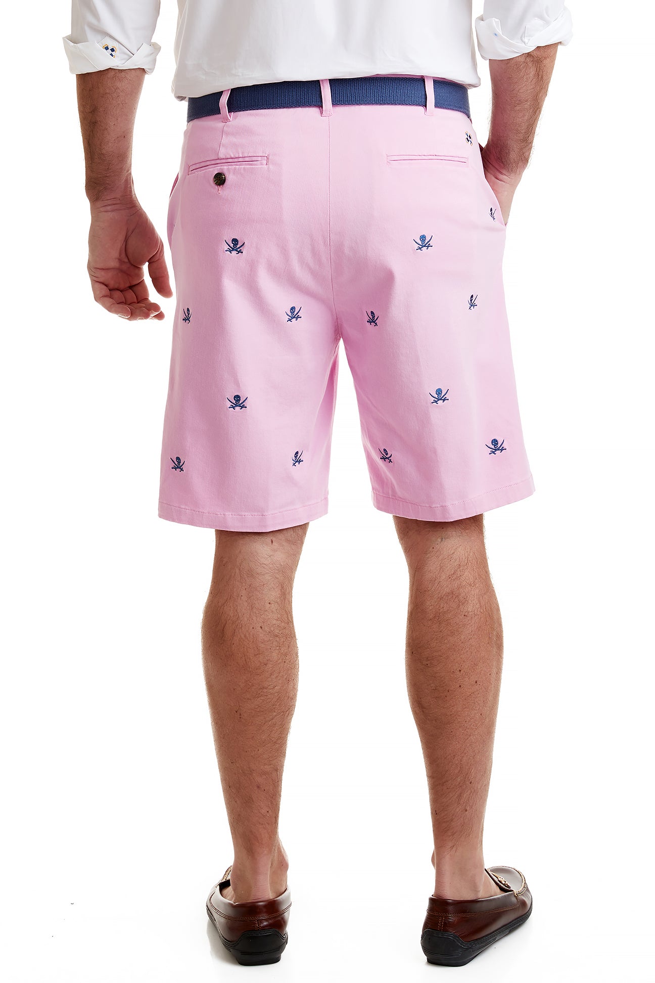 Cisco Short Stretch Twill Pink with Calico Jack MENS EMBROIDERED SHORTS Castaway Nantucket Island