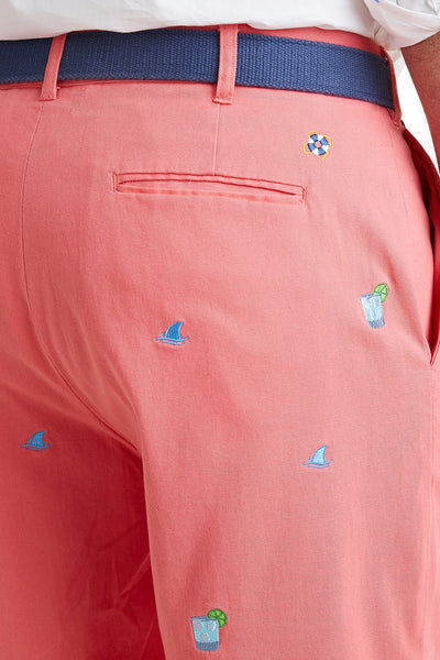 Cisco Short Stretch Twill Sunset with Fin & Tonic MENS EMBROIDERED SHORTS Castaway Nantucket Island