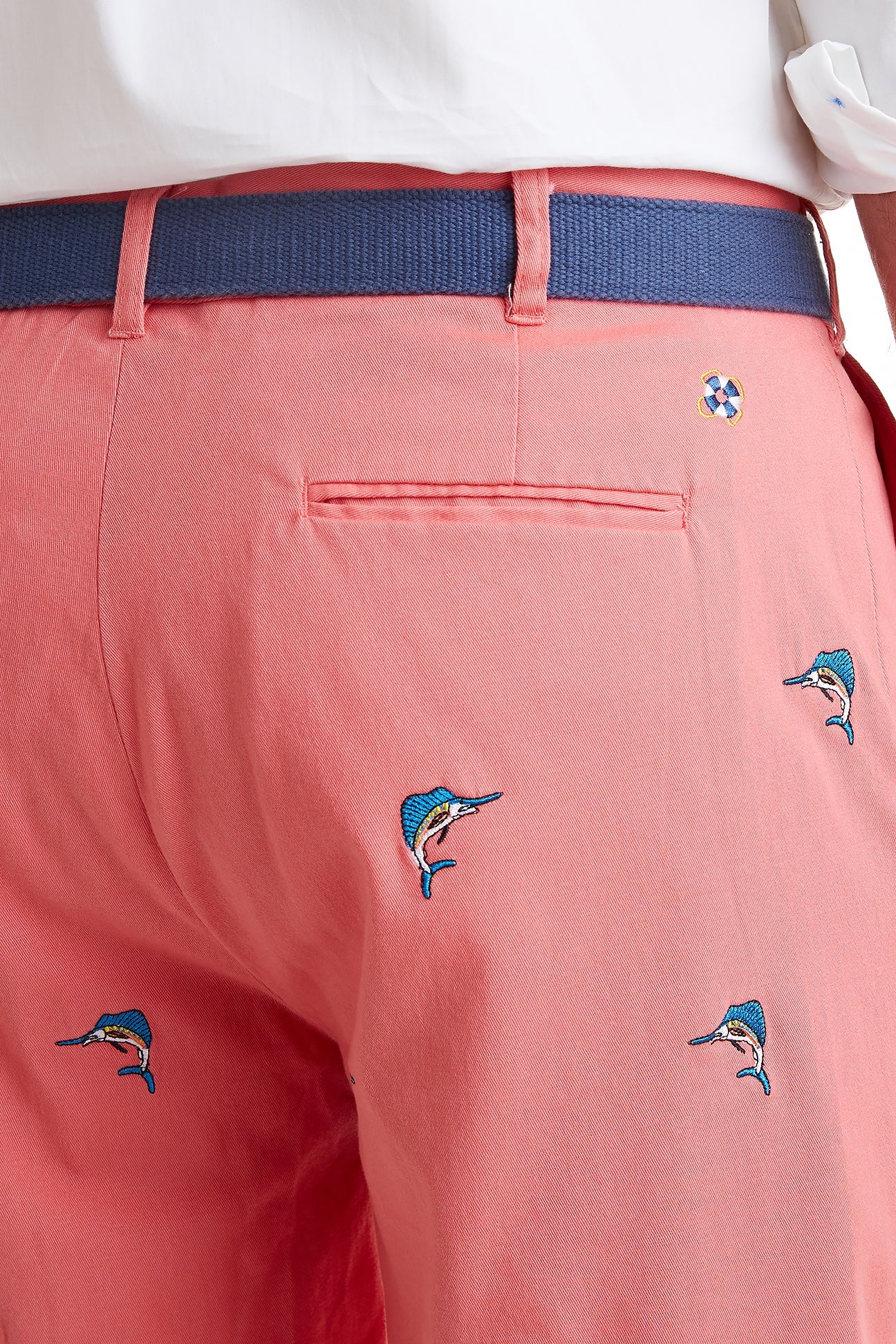 Cisco Short Stretch Twill Sunset with Sailfish MENS EMBROIDERED SHORTS Castaway Nantucket Island