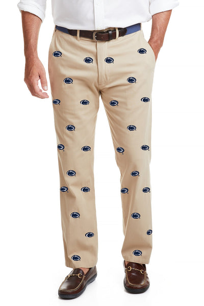 Collegiate Stretch Twill Pant Khaki with Penn State MENS EMBROIDERED PANTS Castaway Nantucket Island