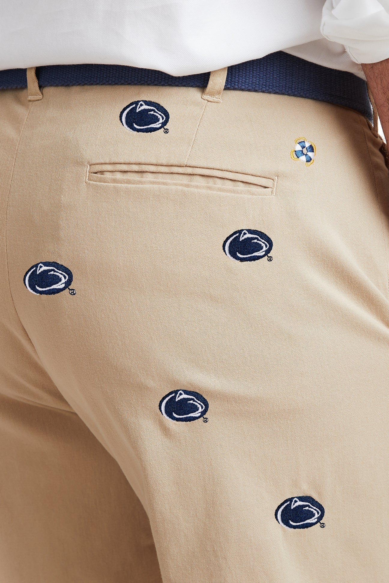 Collegiate Stretch Twill Pant Khaki with Penn State MENS EMBROIDERED PANTS Castaway Nantucket Island