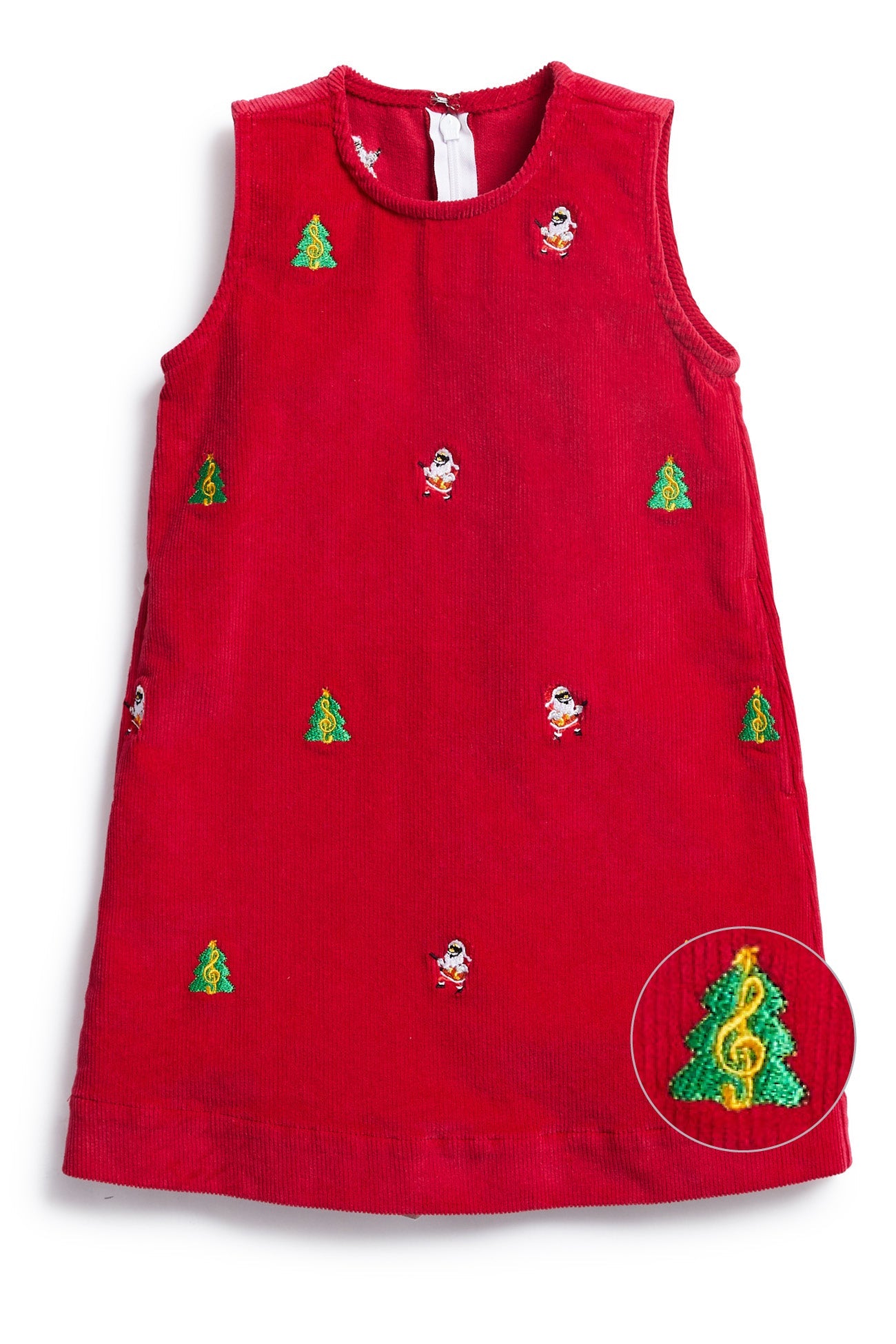 Girls Shift Dress Corduroy Crimson with Rockin Around the Christmas Tree GIRLS DRESSES Castaway Nantucket Island