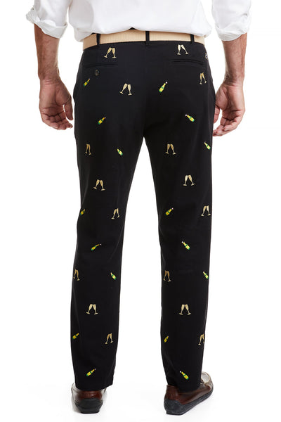 Harbor Pant Black with Champagne Toast MENS EMBROIDERED PANTS Castaway Nantucket Island