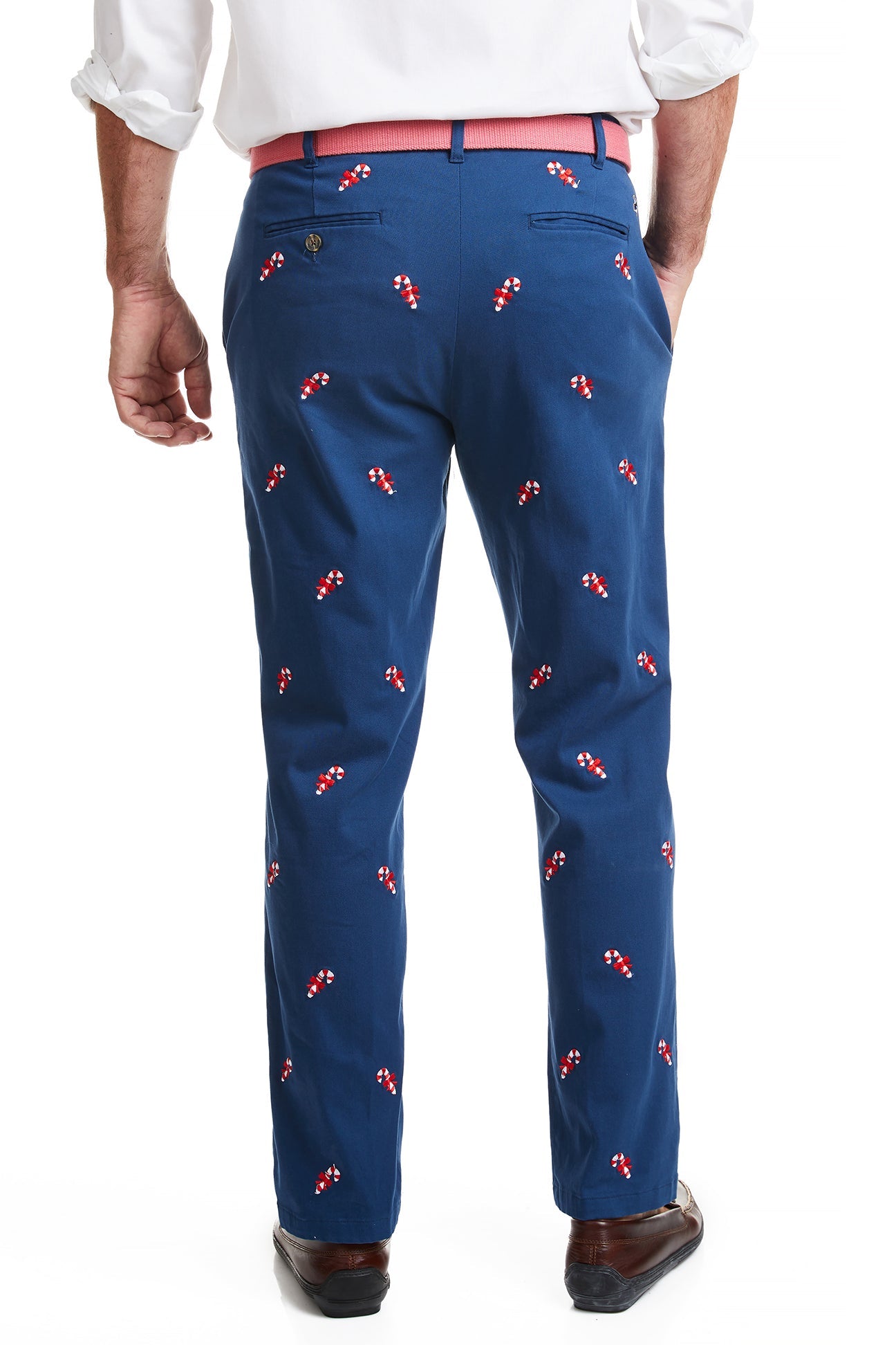 Harbor Pant Nantucket Navy with Candy Cane MENS EMBROIDERED PANTS Castaway Nantucket Island