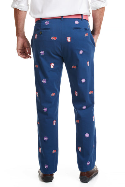 Harbor Pant Nantucket Navy with Vegas Baby MENS EMBROIDERED PANTS Castaway Nantucket Island