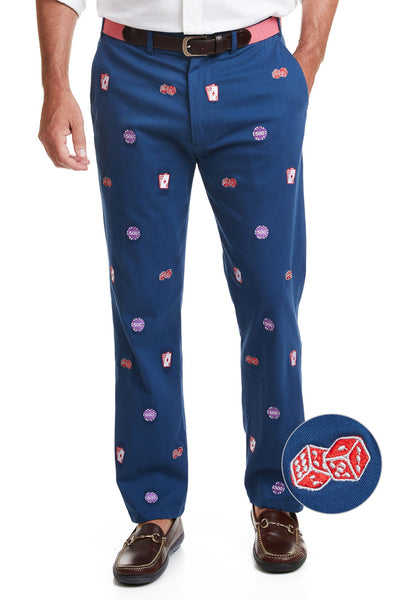 Harbor Pant Nantucket Navy with Vegas Baby MENS EMBROIDERED PANTS Castaway Nantucket Island