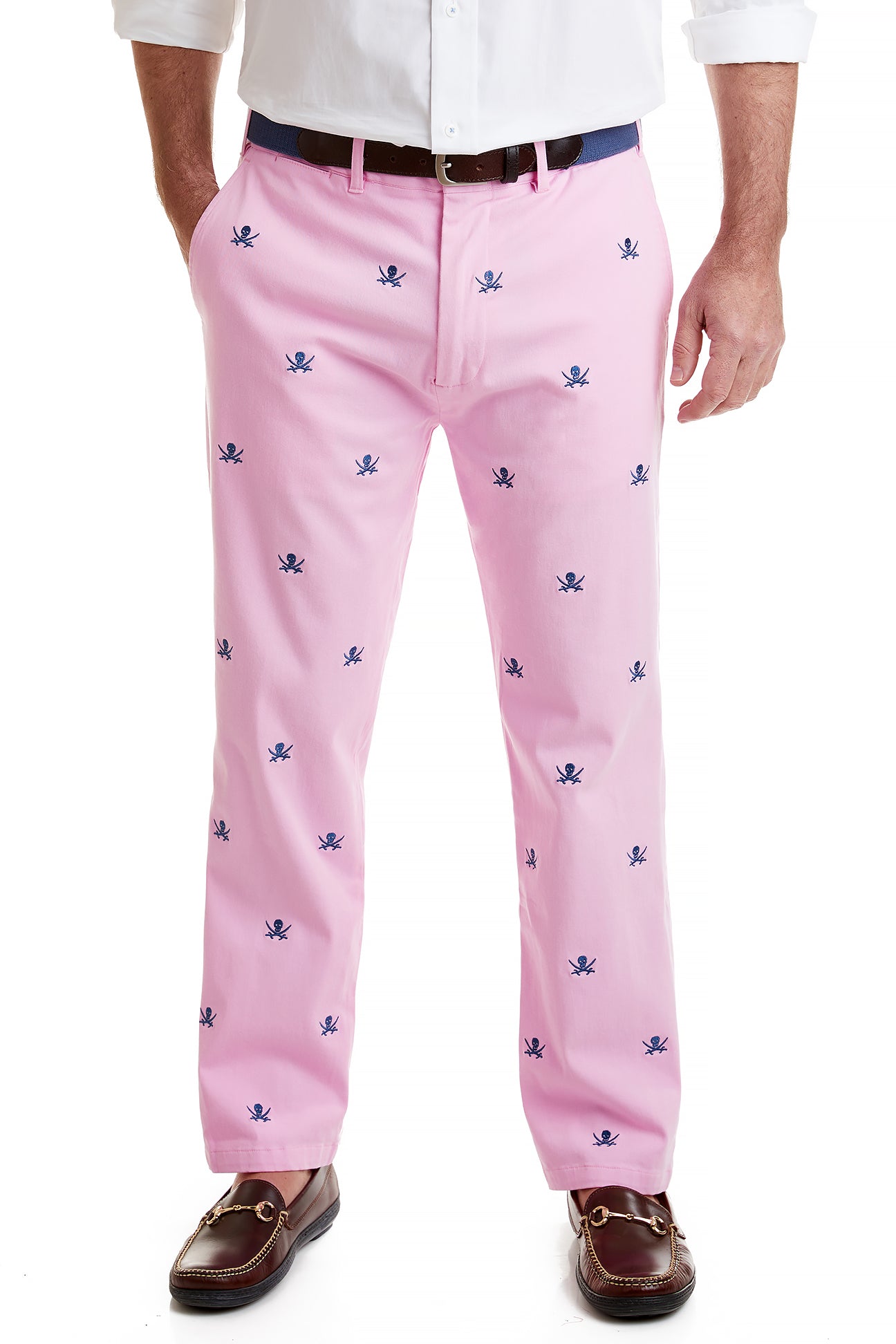 Harbor Pant Stretch Twill Pink with Calico Jack MENS EMBROIDERED PANTS Castaway Nantucket Island