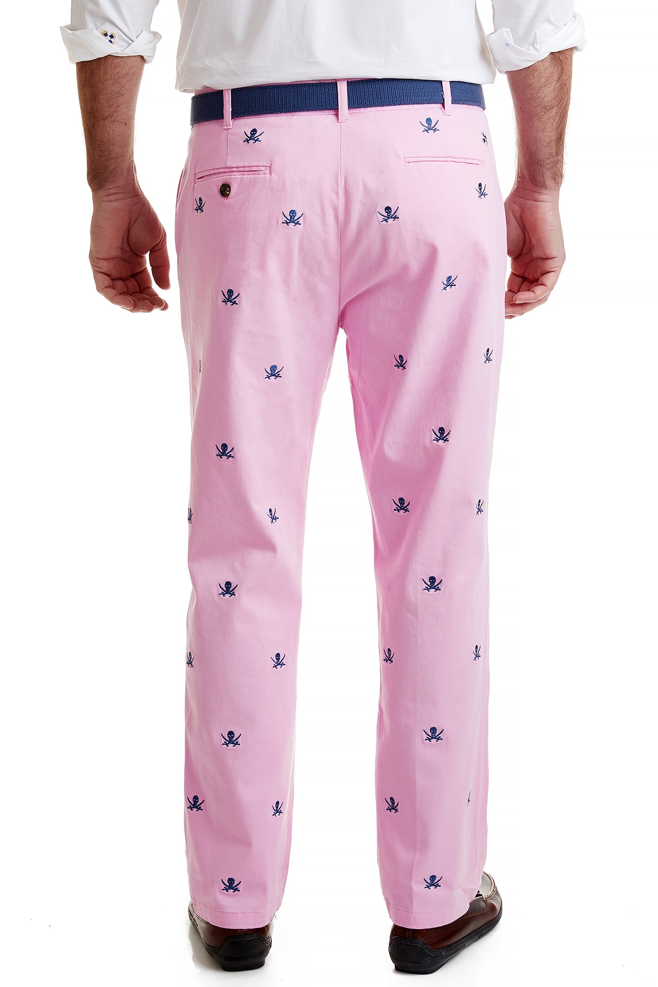 Harbor Pant Stretch Twill Pink with Calico Jack MENS EMBROIDERED PANTS Castaway Nantucket Island