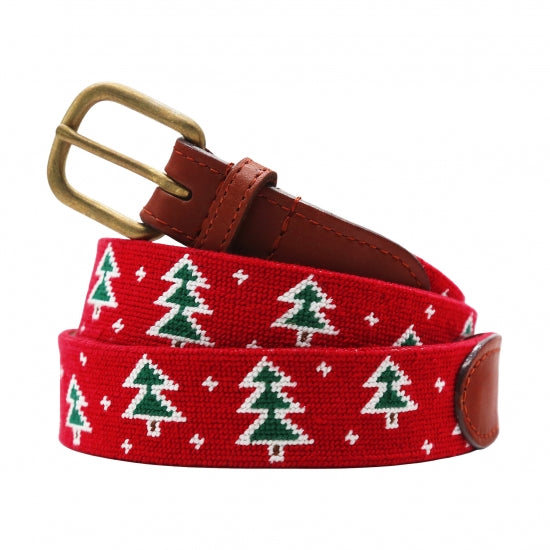 Needlepoint Belt Red Oh Christmas Tree MENS BELTS Smathers & Branson