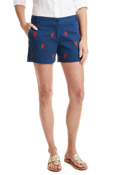 Sailing Short Stretch Twill Nantucket Navy with Lobster LADIES SHORTS Castaway Nantucket Island