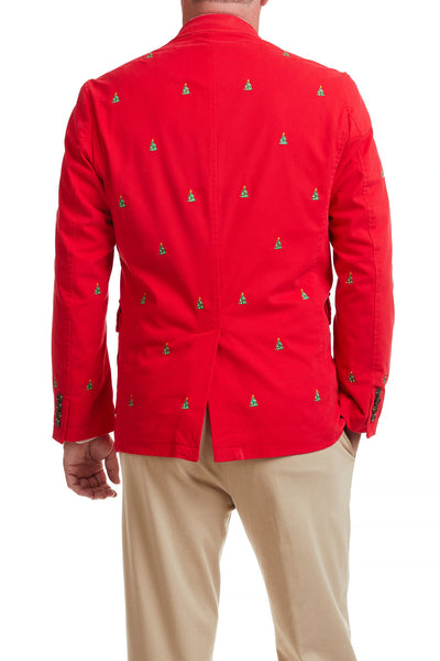 Spinnaker Blazer Bright Red with Christmas Tree MENS OUTERWEAR Castaway Nantucket Island