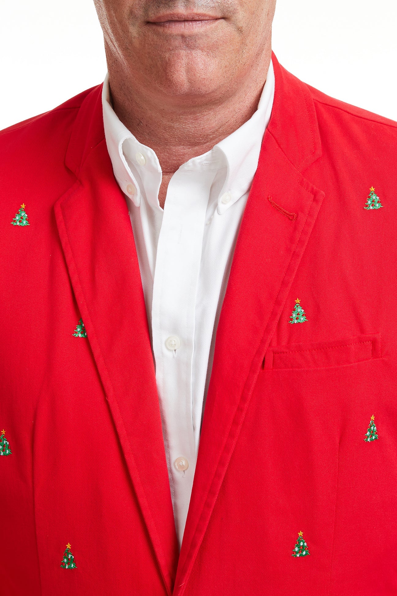 Spinnaker Blazer Bright Red with Christmas Tree MENS OUTERWEAR Castaway Nantucket Island