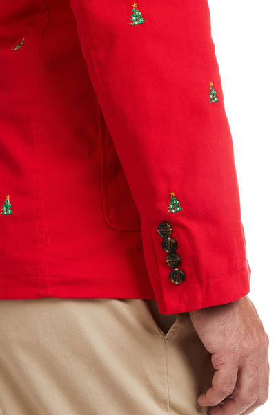 Spinnaker Blazer Bright Red with Christmas Tree MENS OUTERWEAR Castaway Nantucket Island