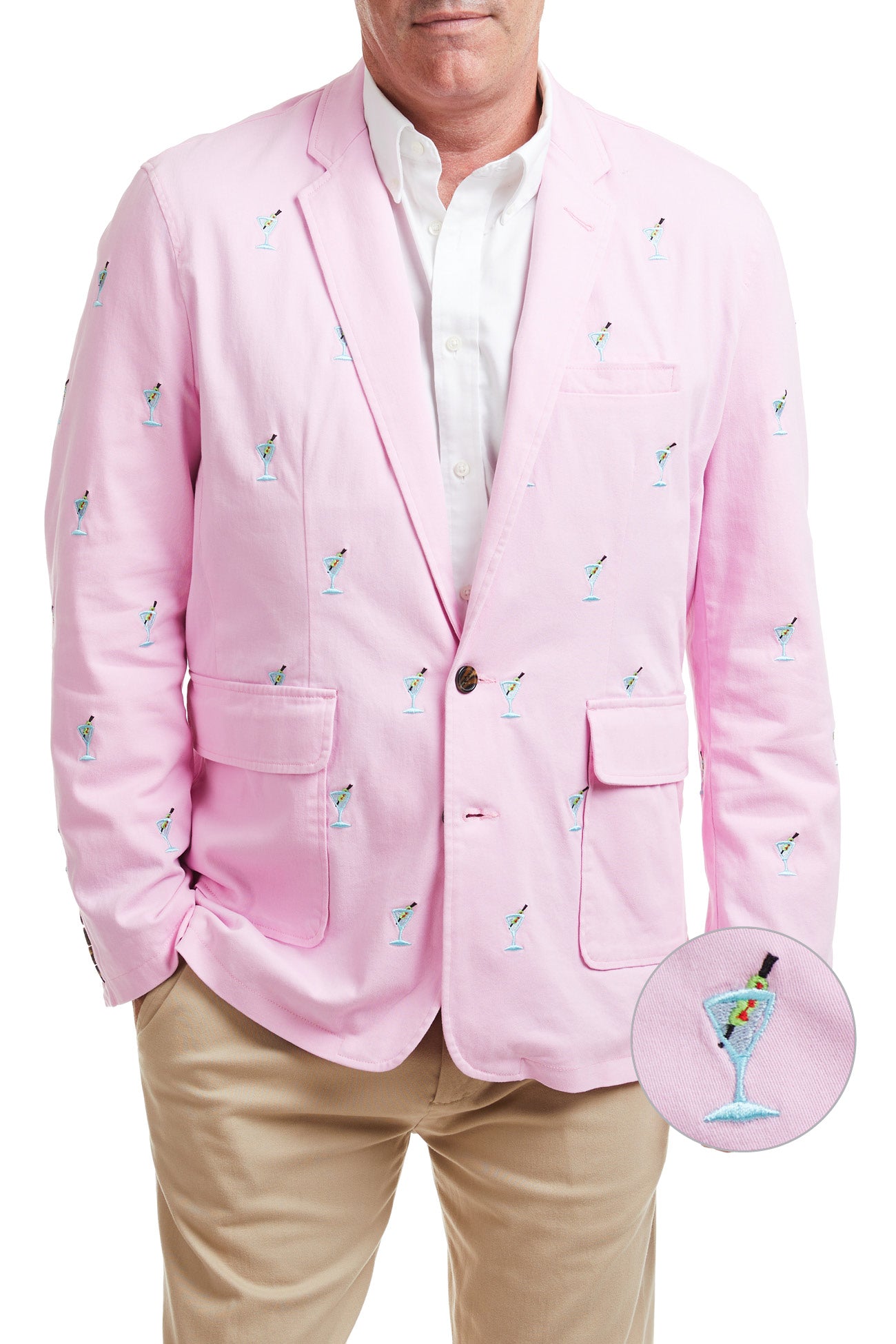 Spinnaker Blazer Pink with Martini MENS OUTERWEAR Castaway Nantucket Island