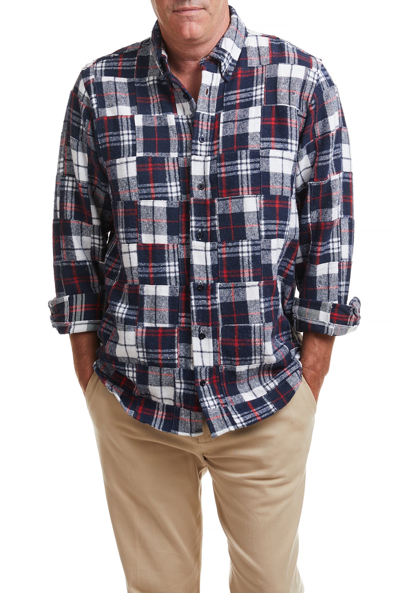 Straight Wharf Shirt Juno Patch Madras Flannel MENS SPORT SHIRTS Castaway Nantucket Island