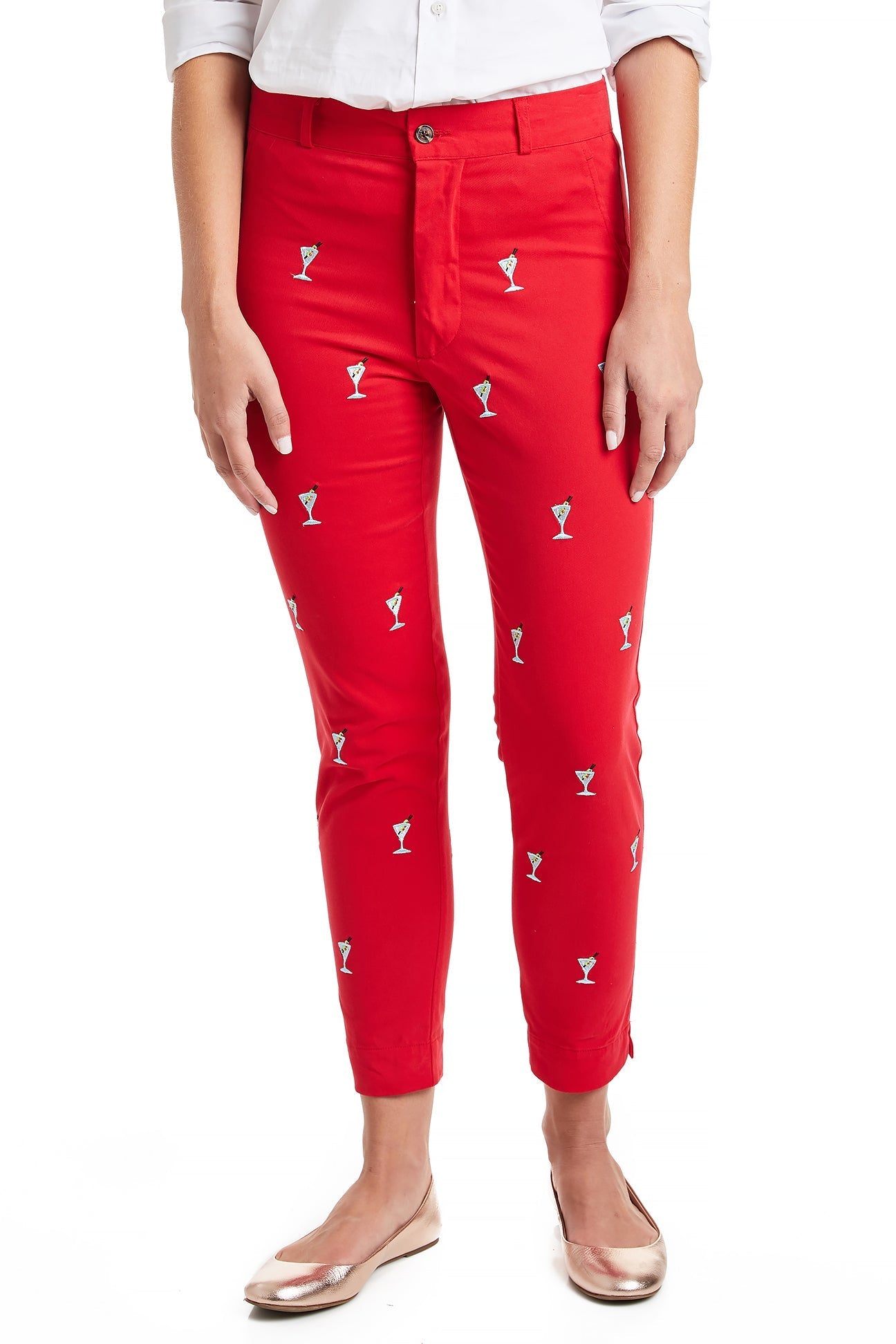 Ladies Ankle Holiday Capri Red with Martini – Castaway Nantucket