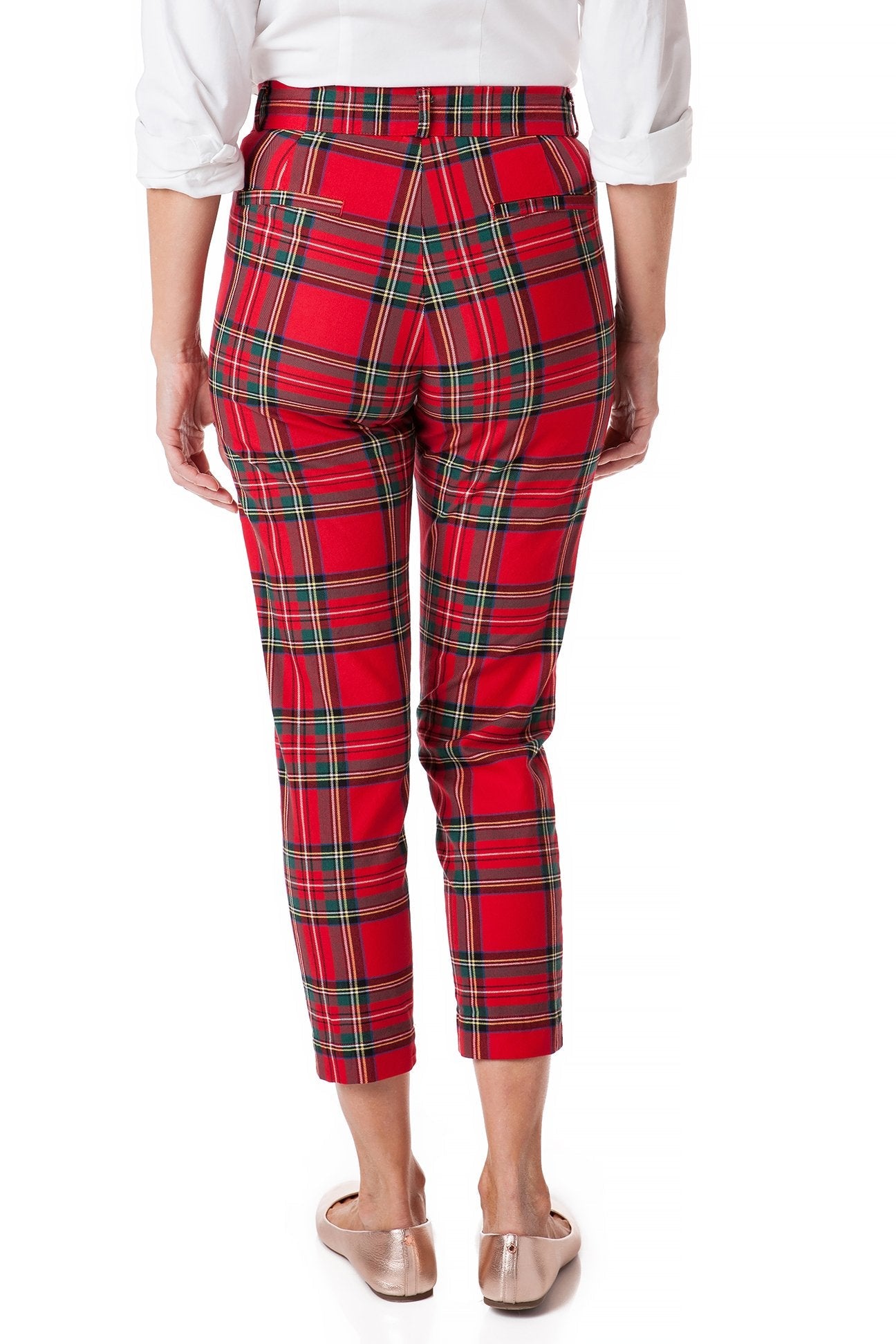 WOMENS HIGH WAIST Tapered Tartan Check Capri Pants/Trousers 6 8 10 12 14 16  18 £29.95 - PicClick UK