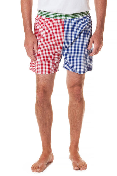 Barefoot Boxer Multi Gingham Panel - CASTAWAY BOXERS - Castaway Nantucket Island