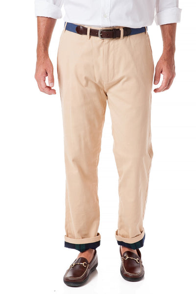 Flannel Lined Tan Harbor Pant With Blackwatch Tartan - Castaway Nantucket Island