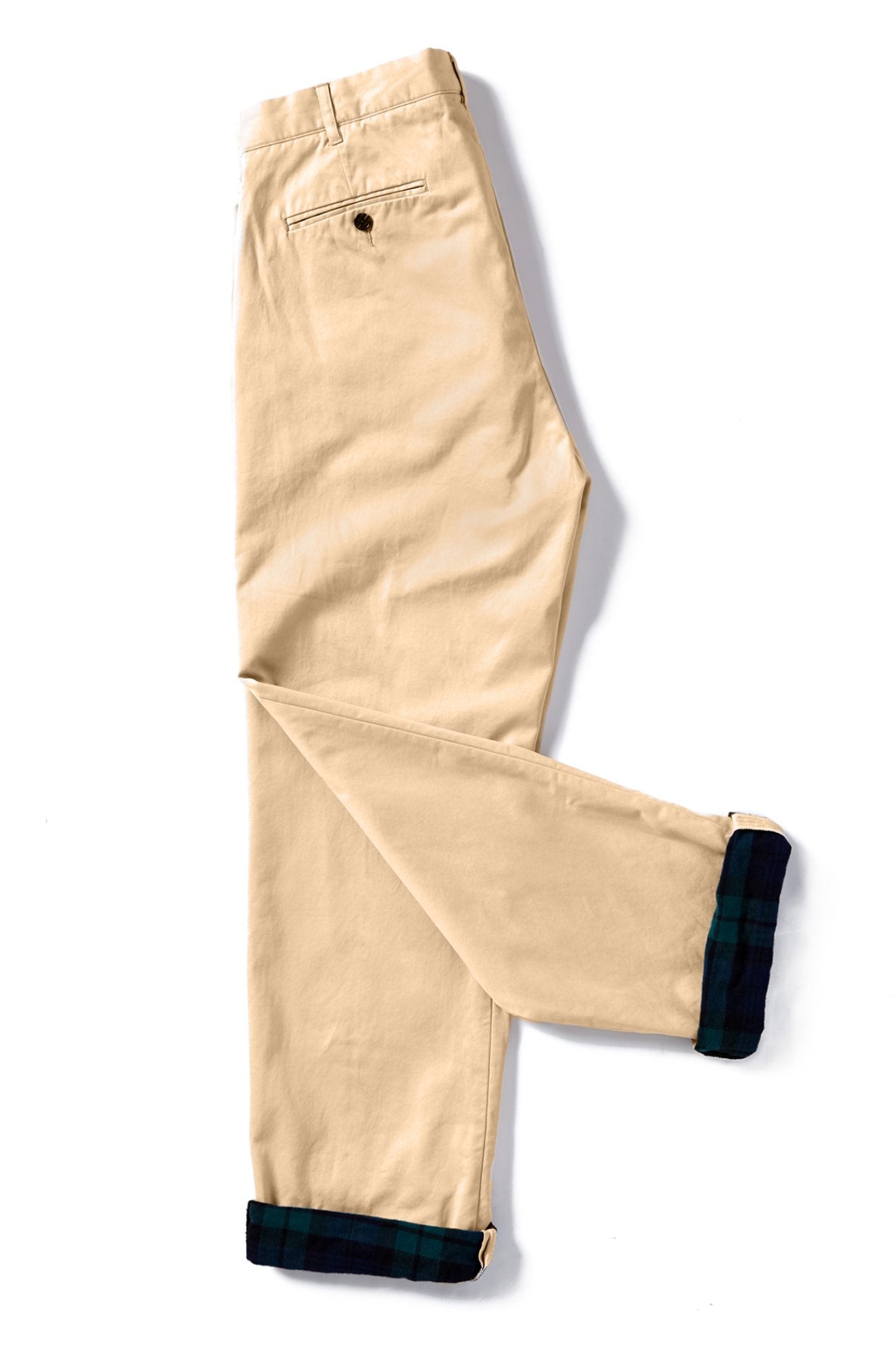 Flannel Lined Tan Harbor Pant With Blackwatch Tartan - Castaway Nantucket Island