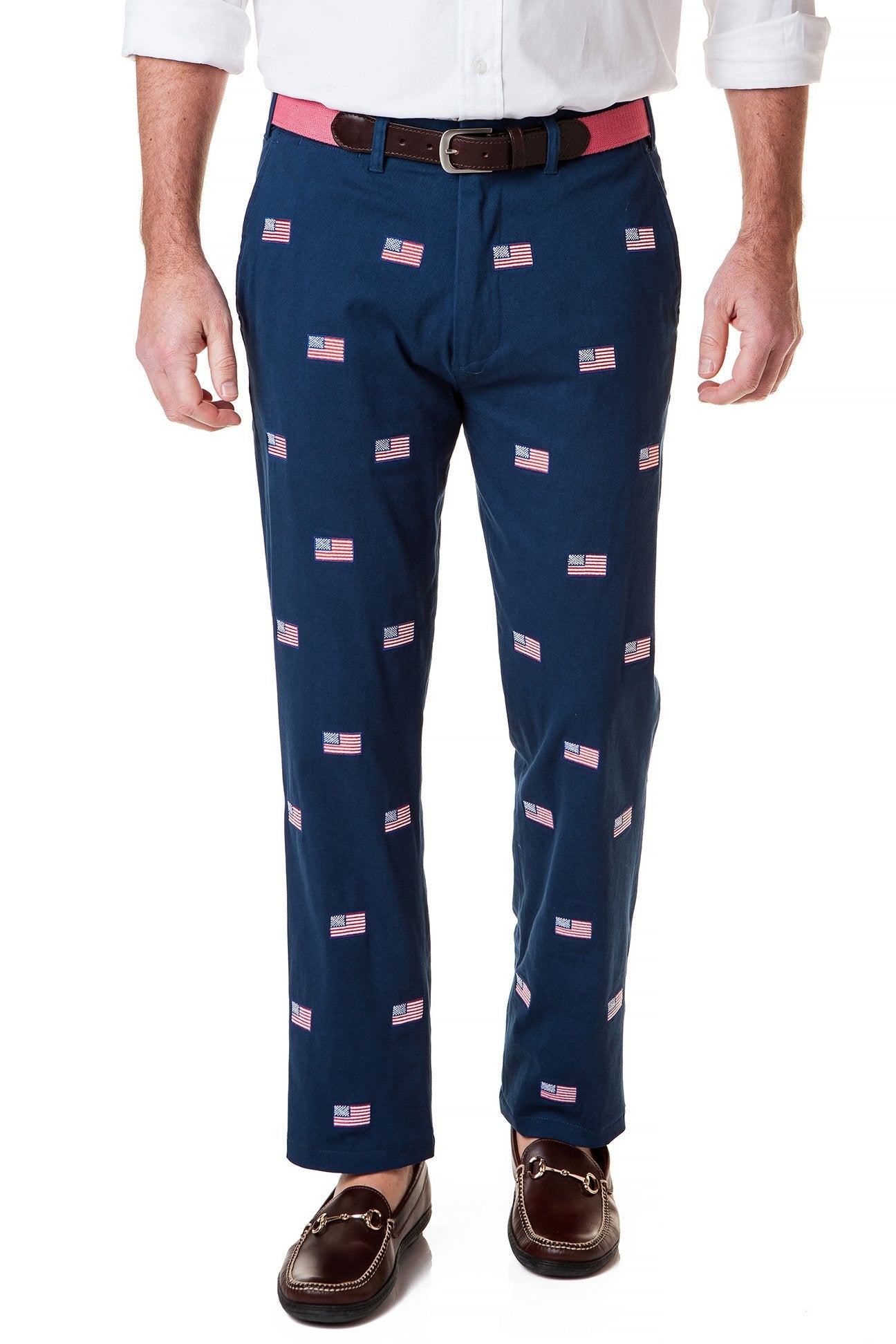 Harbor Pant Stretch Twill Nantucket Navy with American Flag - Castaway Nantucket Island