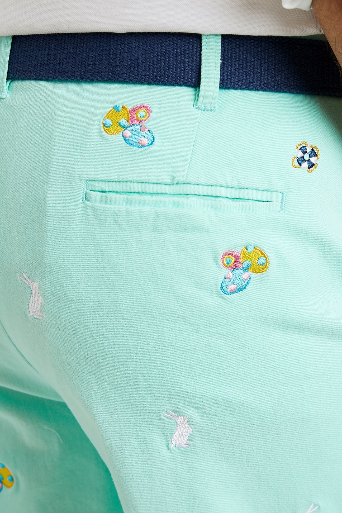 Harbor Pant Stretch Twill Mint with Easter Eggs and Bunny