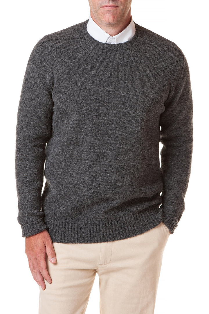 Men's gray crew neck sweater best sale