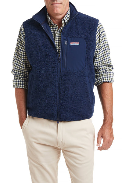 Men's Village Vest in Sherpa Fleece (Navy)